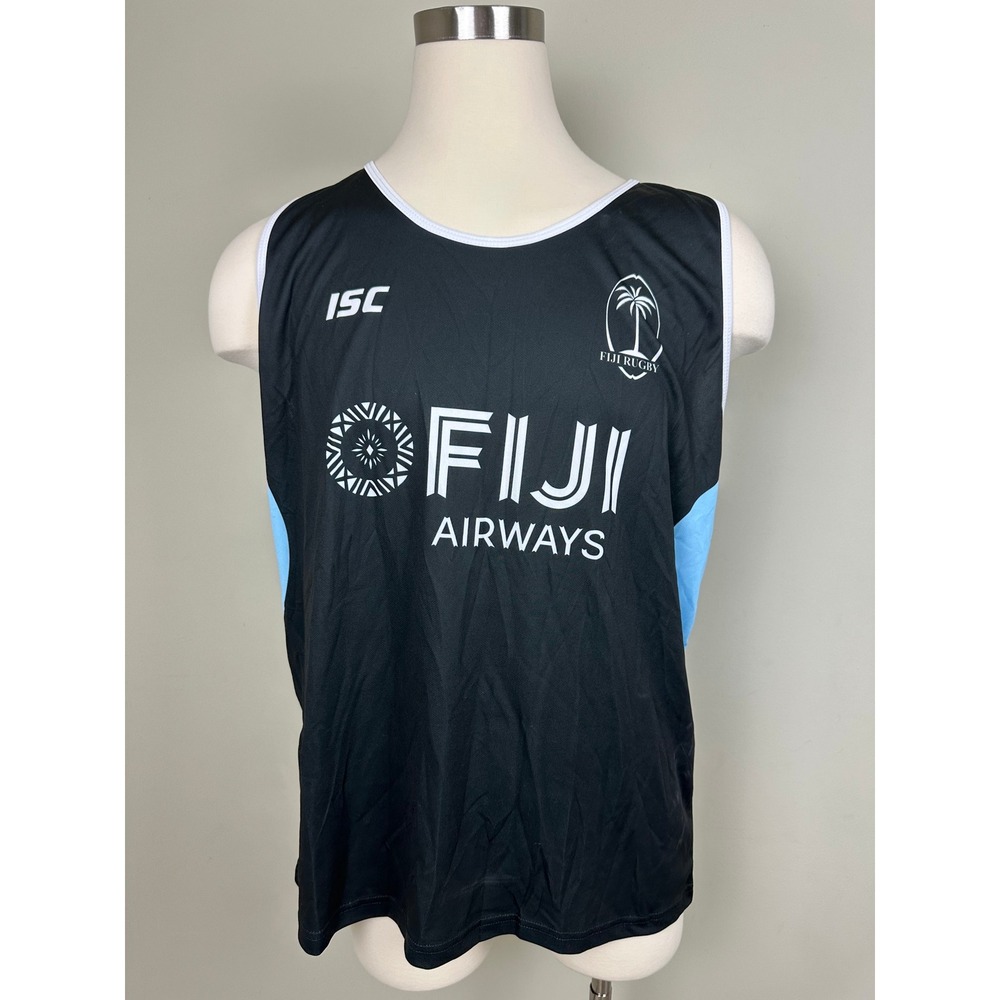 Fiji Rugby ISC Tank Top 2XL Fiji Airways Training Jersey Sleeveless Black
